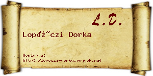 Lopóczi Dorka névjegykártya